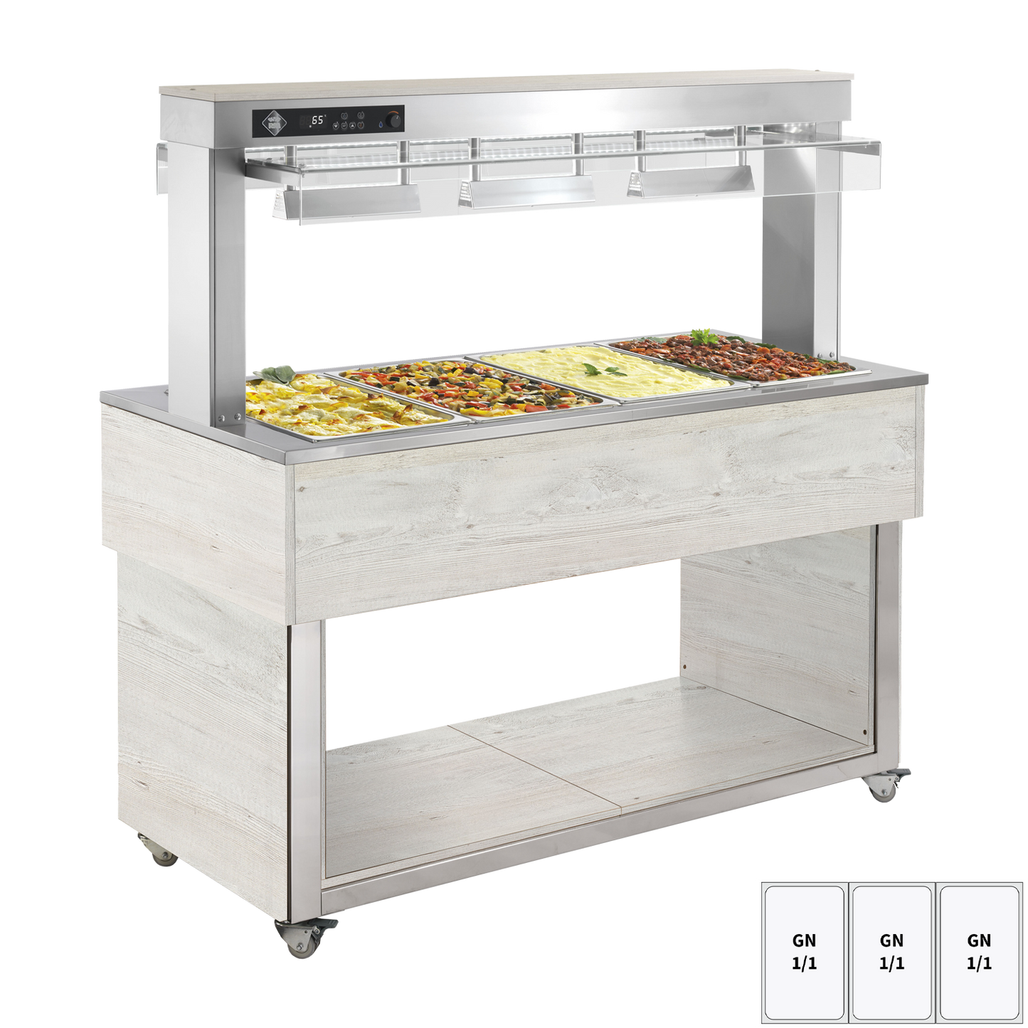 Food display island heated, bain marie tub GN 3-1/1 Hemlock | RM - TR RED+ 3H