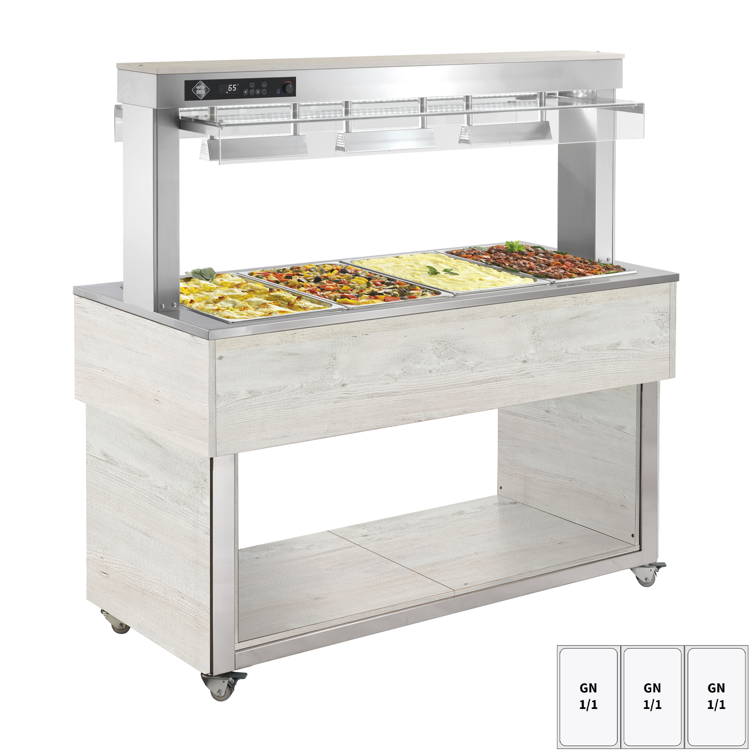 Food display island heated, bain marie tub GN 3-1/1 Hemlock | RM - TR RED+ 3H