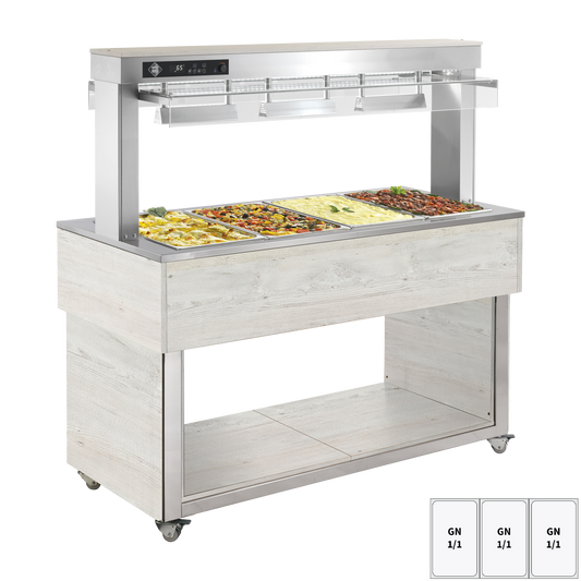 Food display island heated, bain marie tub GN 3-1/1 Hemlock | RM - TR RED+ 3H