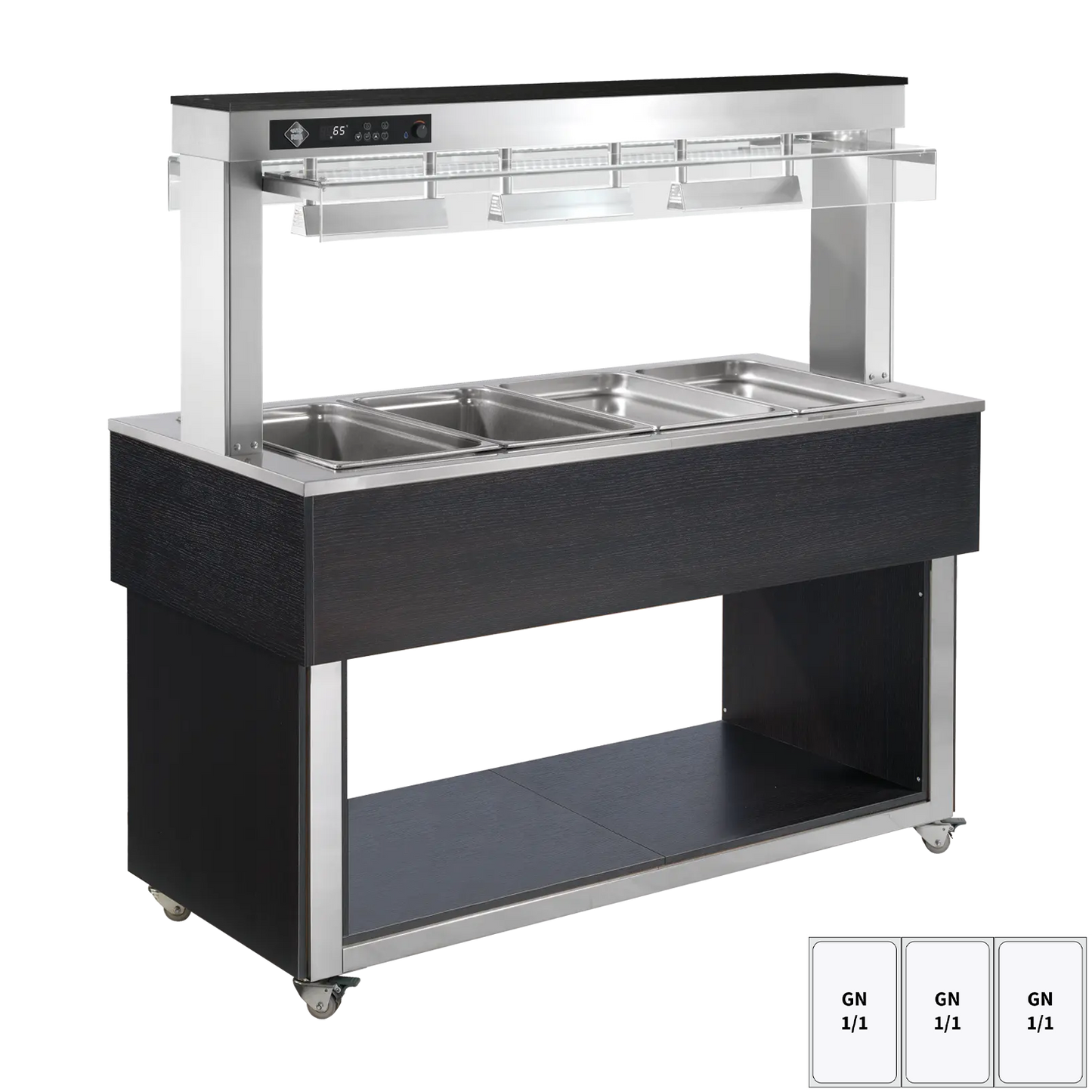 Food display island heated, bain marie tub GN 3-1/1 - 200 mm, Inox | RM - TR RED+ 3I