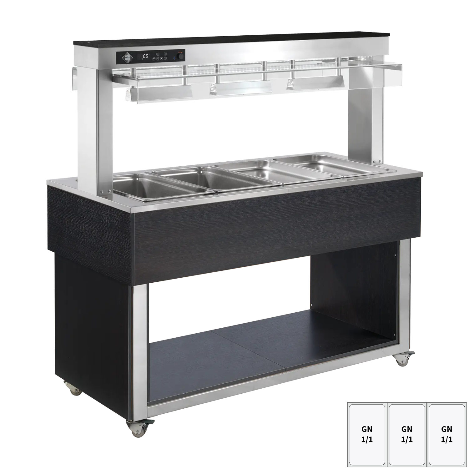 Food display island heated, bain marie tub GN 3-1/1 - 200 mm, Inox | RM - TR RED+ 3I