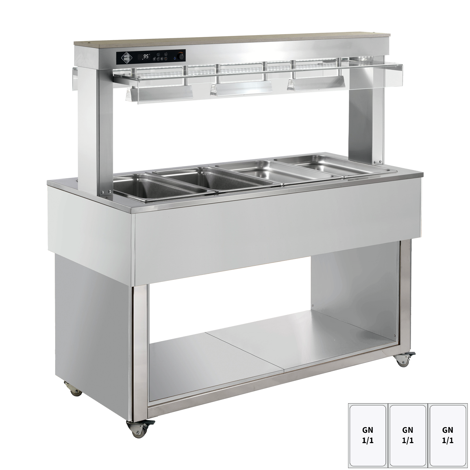 Food display island heated, bain marie tub GN 3-1/1 RAL | RM - TR RED+ 3R