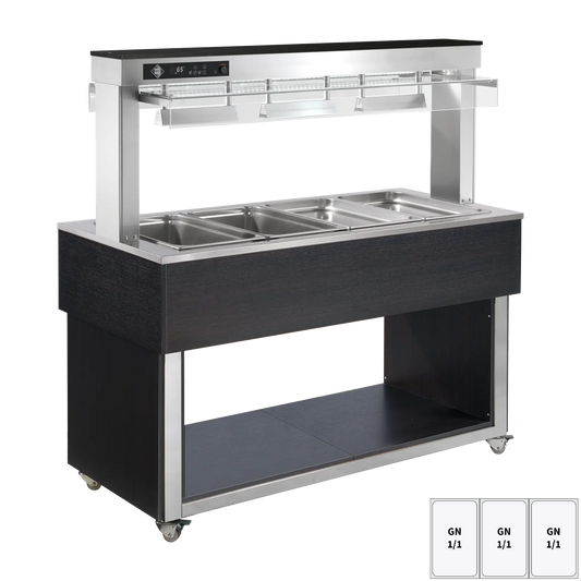 Food display island heated, bain marie tub GN 3-1/1 Wenge | RM - TR RED+ 3W