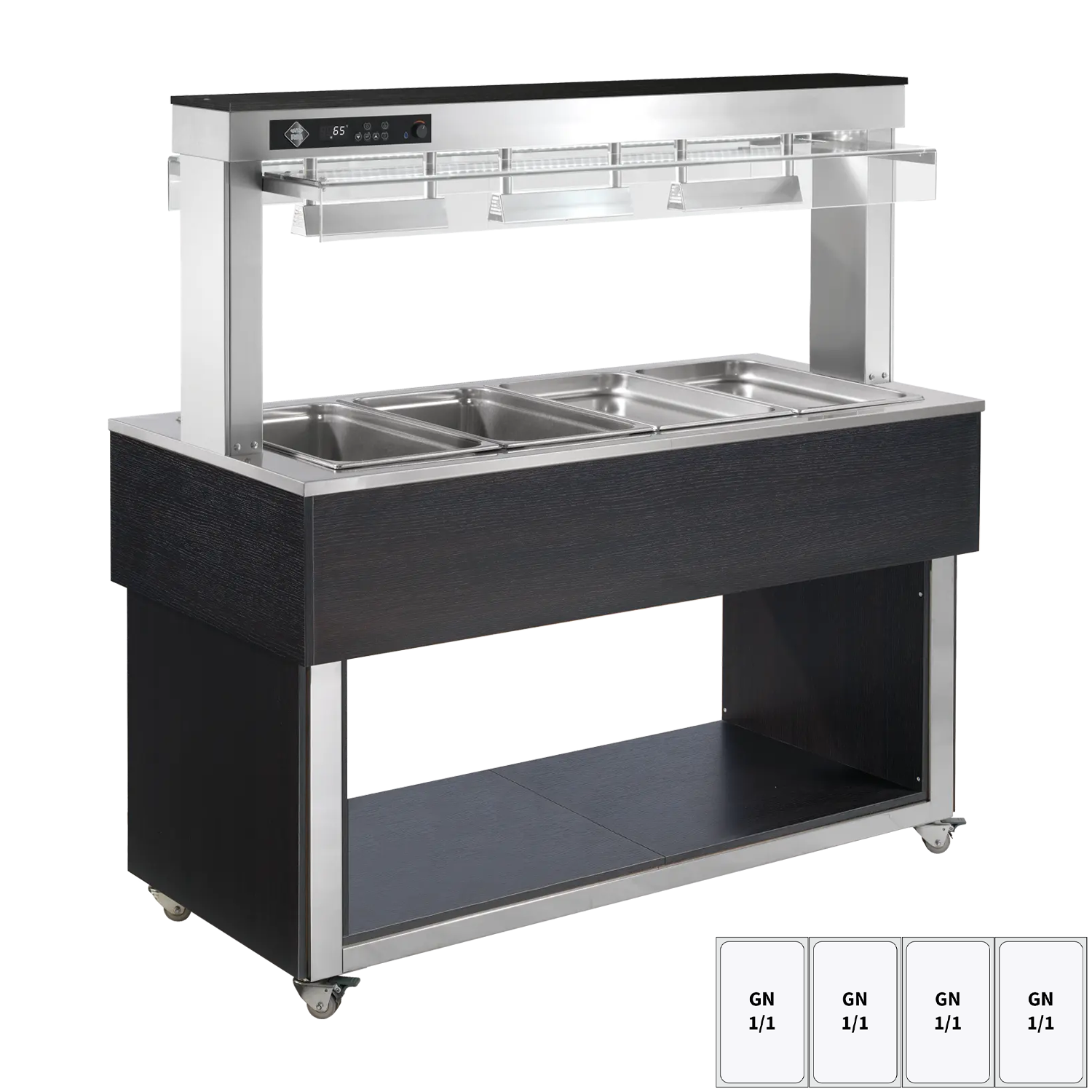Food display island heated, bain marie tub GN 4-1/1 - 200 mm, Inox | RM - TR RED+ 4I