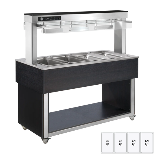 Food display island heated, bain marie tub GN 4-1/1 - 200 mm, Inox | RM - TR RED+ 4I