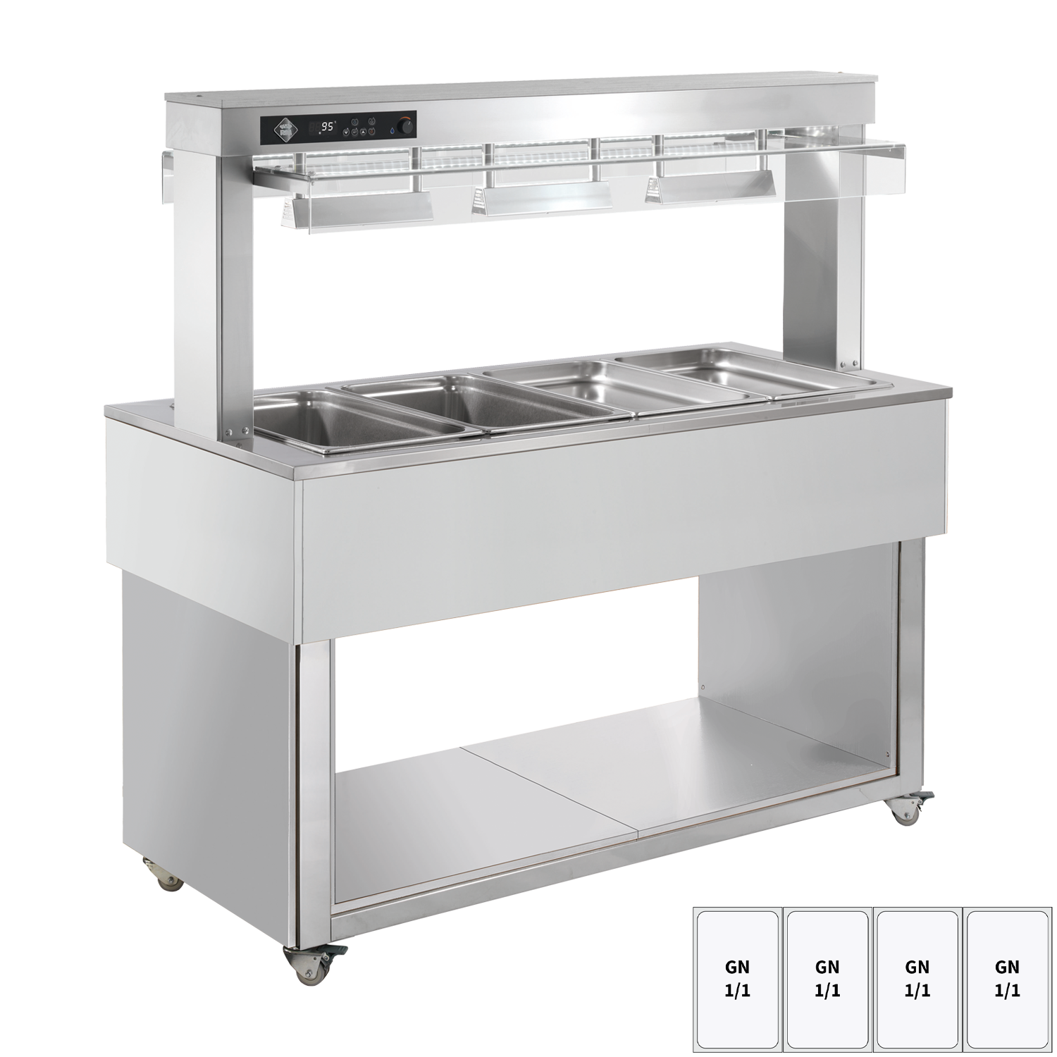 Food display island heated, bain marie tub GN 4-1/1 RAL | RM - TR RED+ 4R