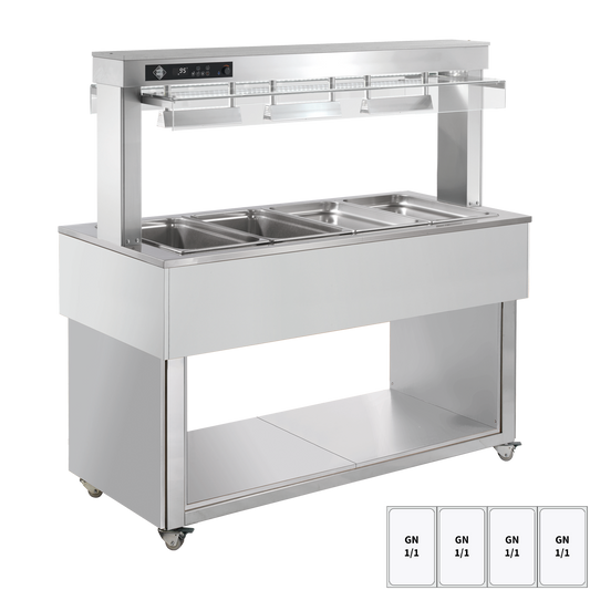 Food display island heated, bain marie tub GN 4-1/1 RAL | RM - TR RED+ 4R