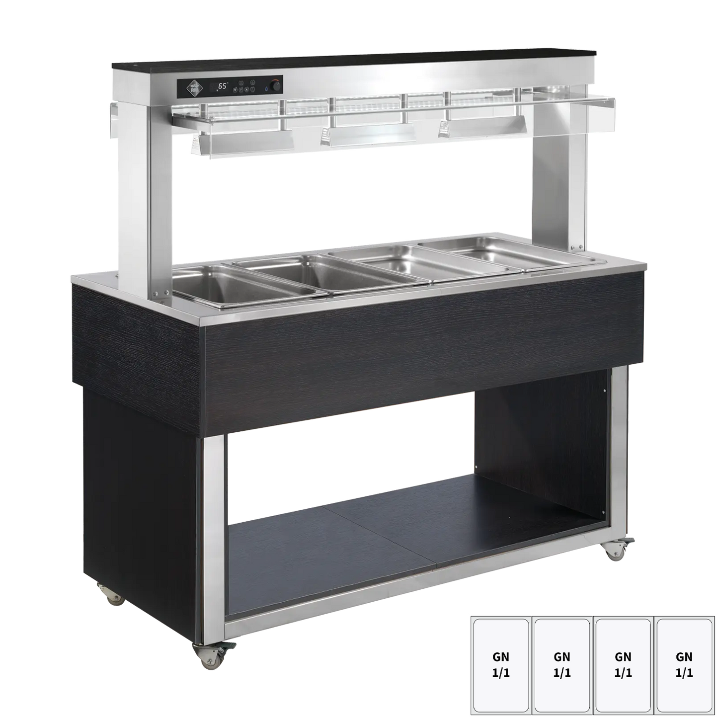 Food display island heated, bain marie tub GN 4-1/1 Wenge | RM - TR RED+ 4W