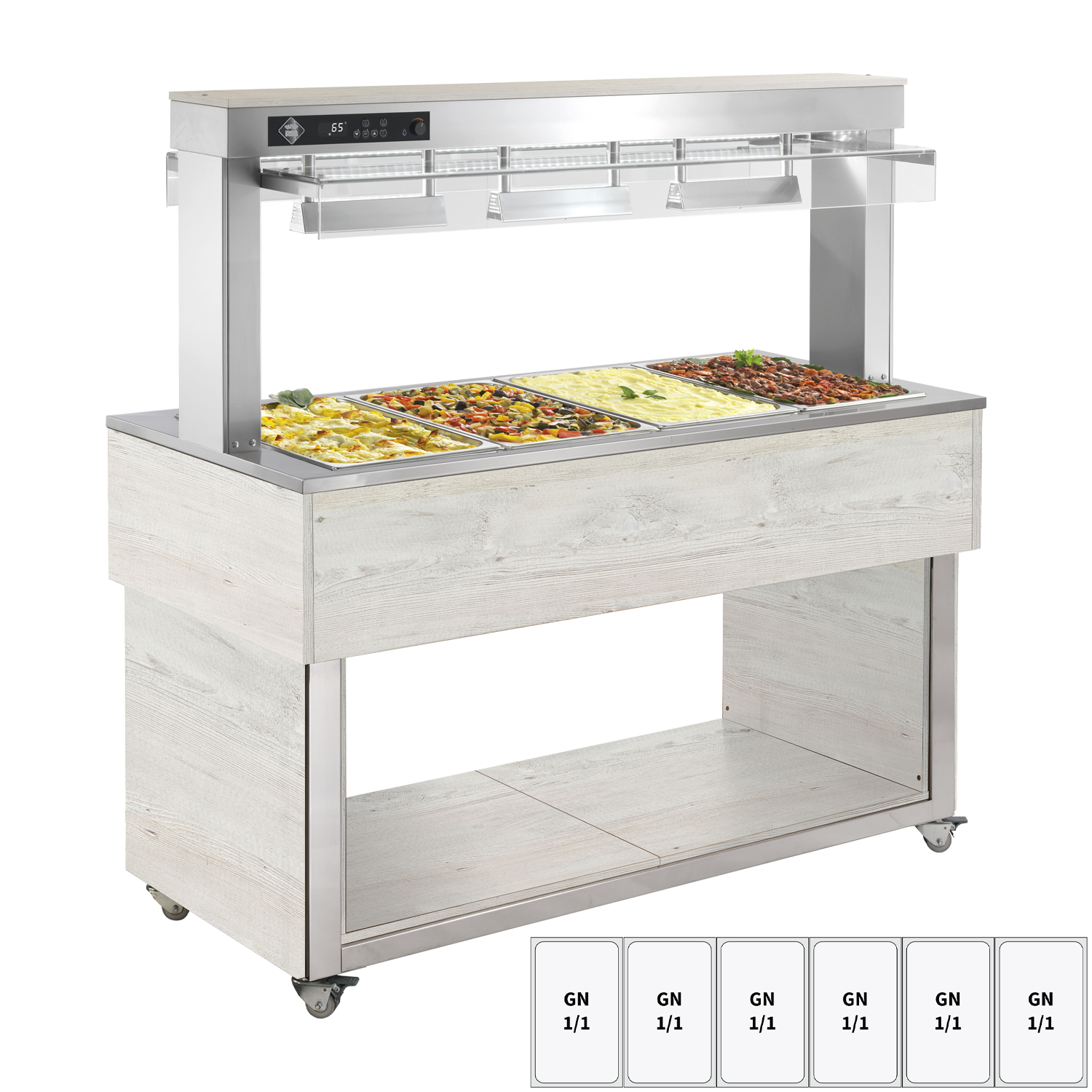 Food display island heated, bain marie tub GN 6-1/1 Hemlock | RM - TR RED+ 6H