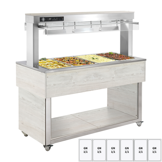 Food display island heated, bain marie tub GN 6-1/1 Hemlock | RM - TR RED+ 6H