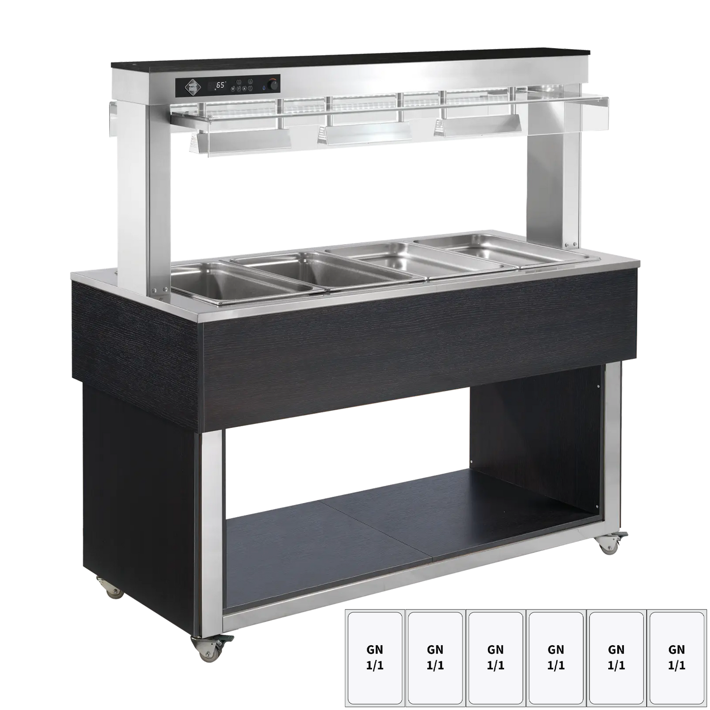 Food display island heated, bain marie tub GN 6-1/1 - 200 mm, Inox | RM - TR RED+ 6I
