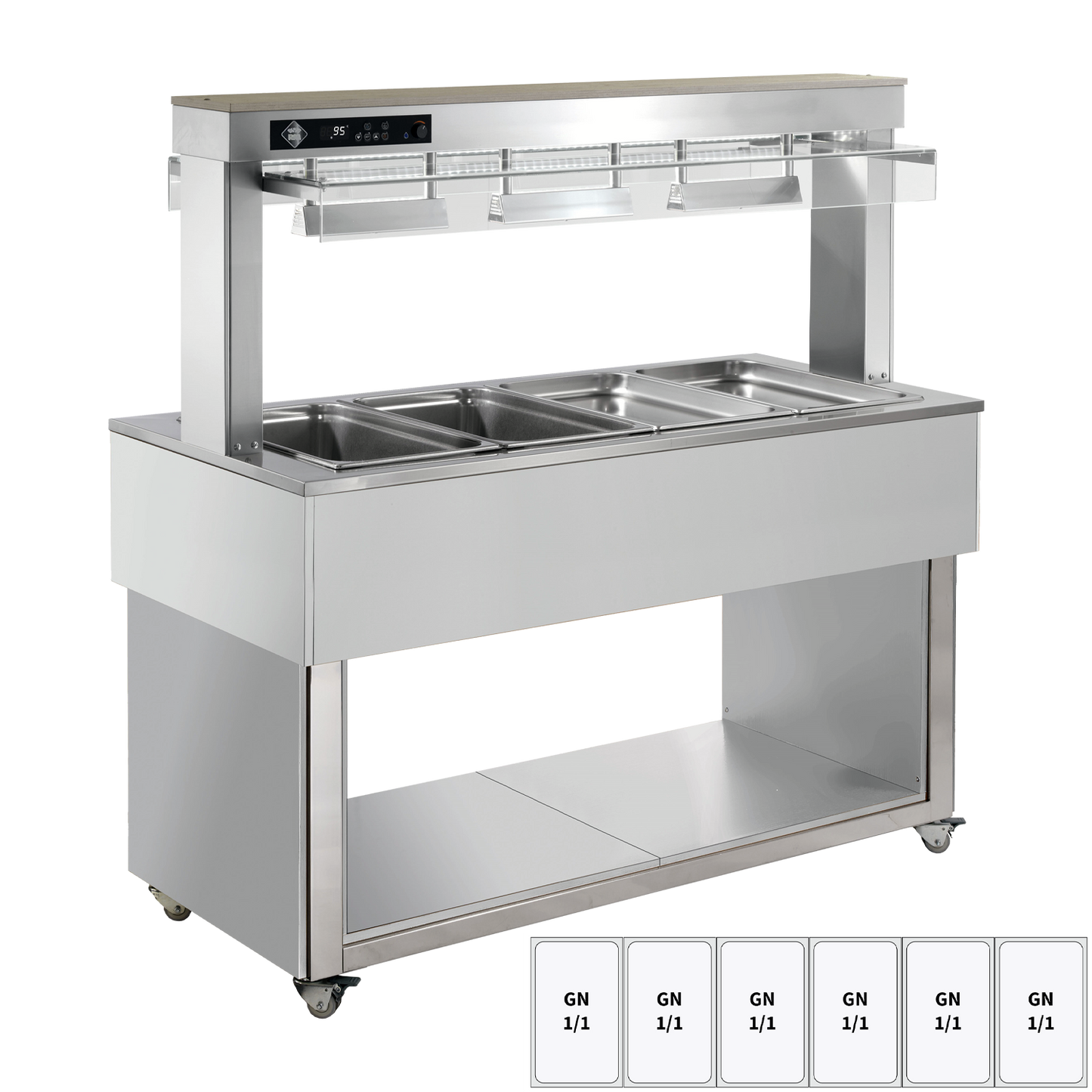 Food display island heated, bain marie tub GN 6-1/1 RAL | RM - TR RED+ 6R