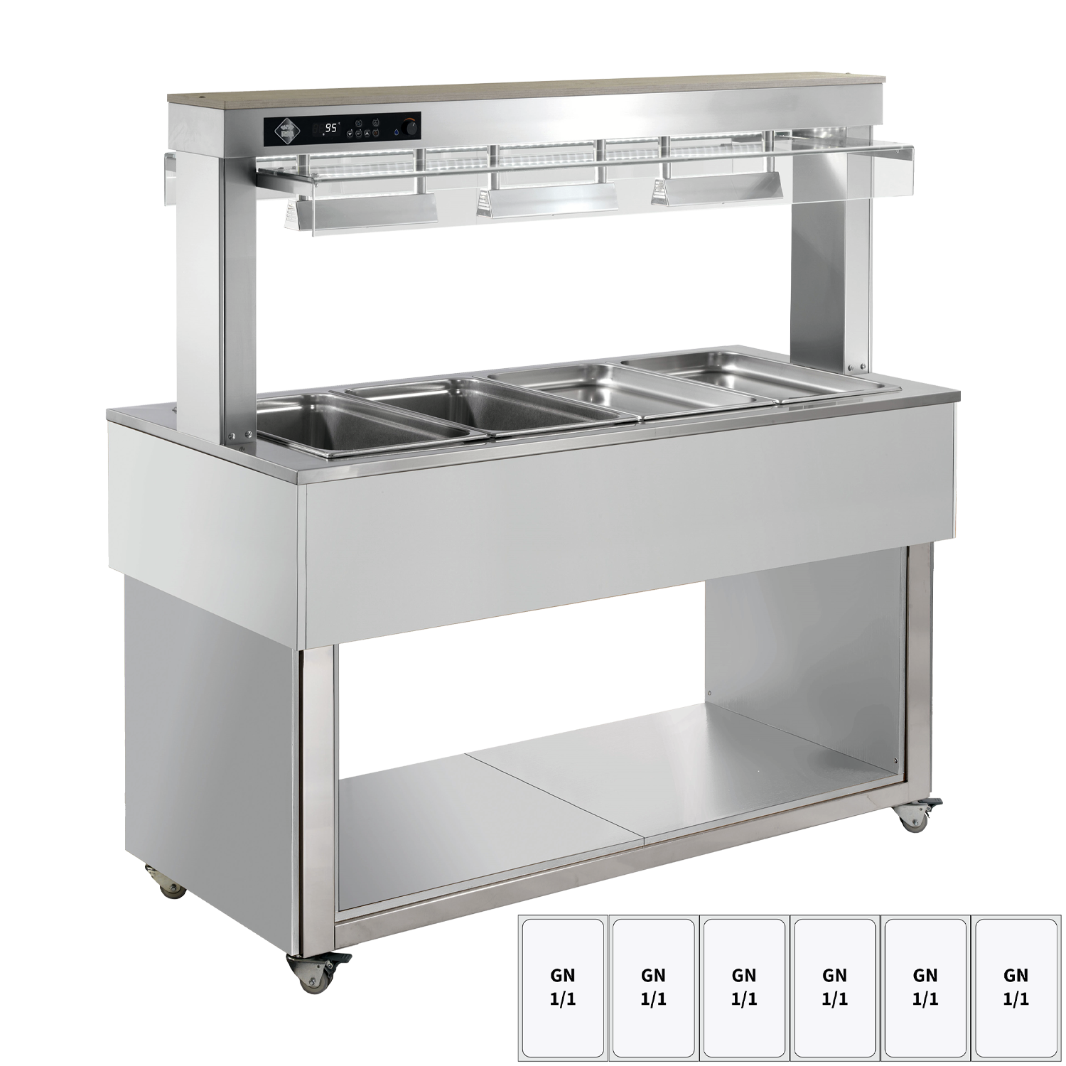 Food display island heated, bain marie tub GN 6-1/1 RAL | RM - TR RED+ 6R