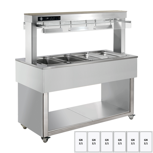Food display island heated, bain marie tub GN 6-1/1 RAL | RM - TR RED+ 6R