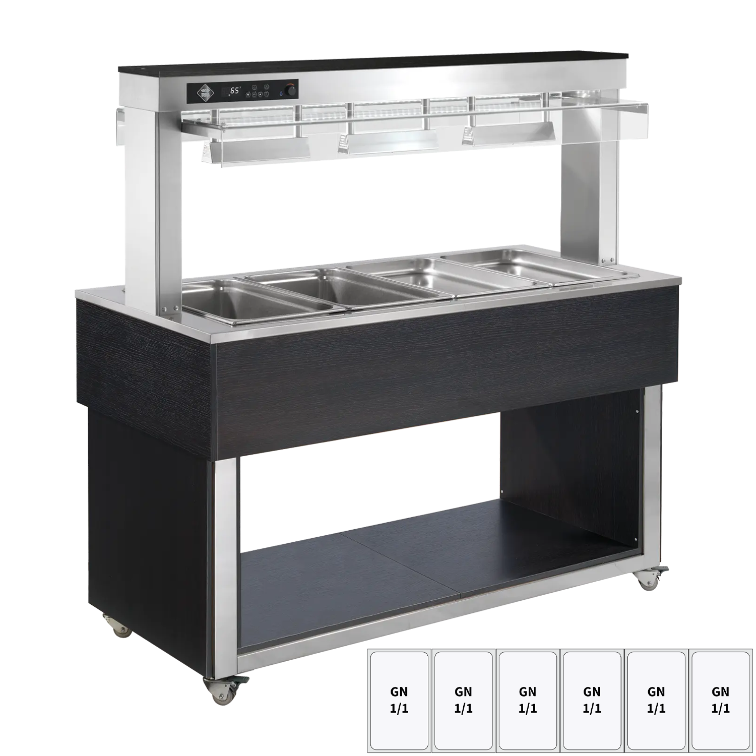 Food display island heated, bain marie tub GN 6-1/1 Wenge | RM - TR RED+ 6W
