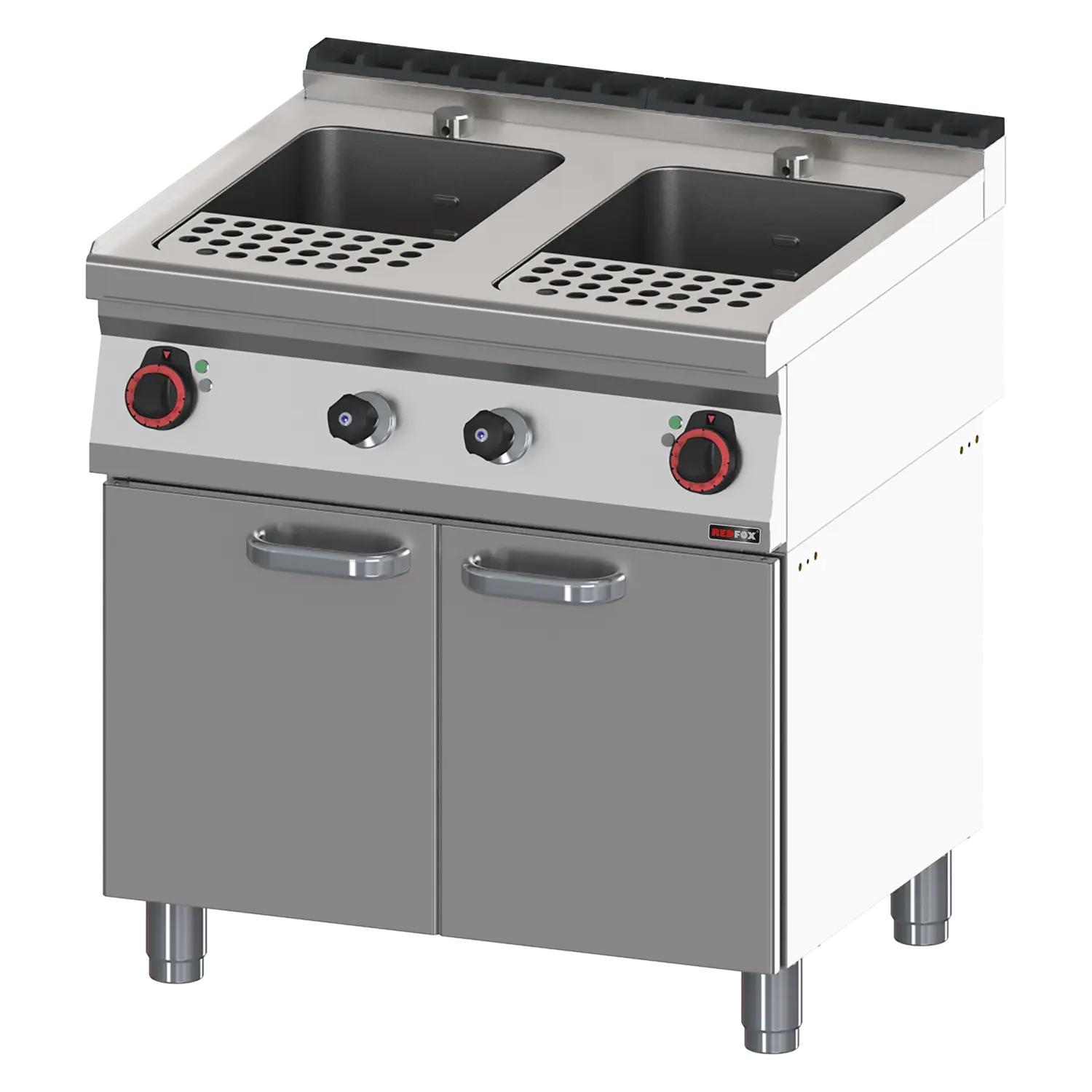 Pasta cooker electric 23 + 23 l with cabinet 400 V | REDFOX - VT 70/80 E