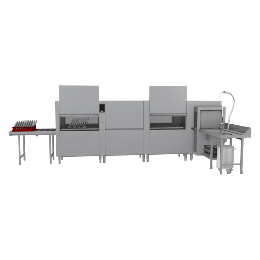 Rack conveyor dishwasher 300, cold water, left exit, corner pre-wash, heat recovery system | RM - XT 300 L P Z Y
