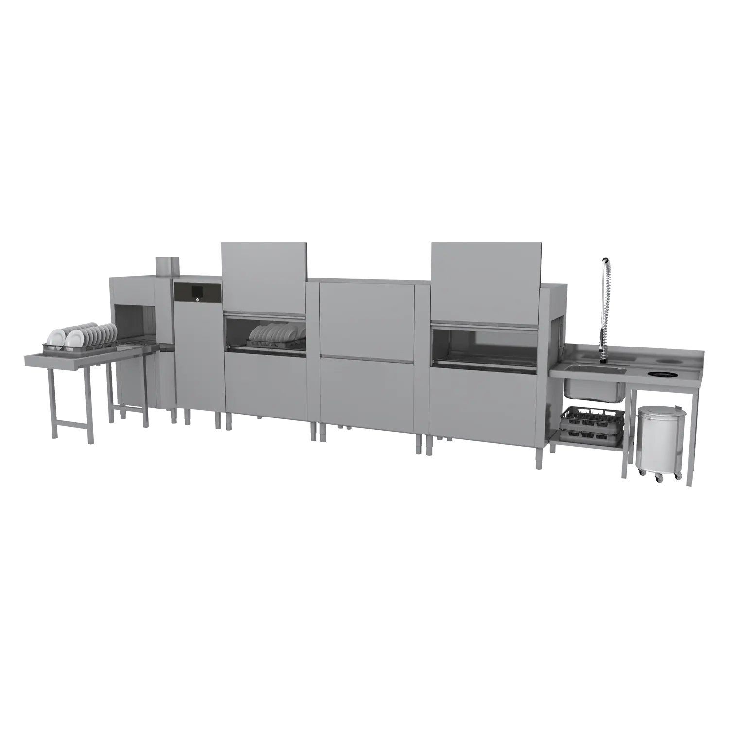 Rack conveyor dishwasher 300, cold water, left exit, corner dryer | RM - XT 300 L U Y