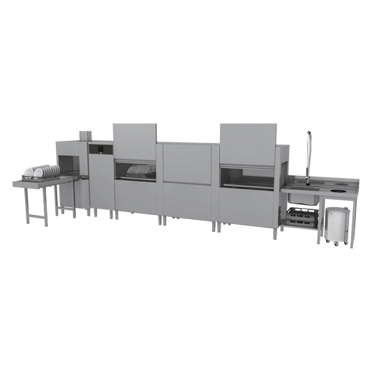 Rack conveyor dishwasher 300, cold water, left exit, corner dryer | RM - XT 300 L U Y