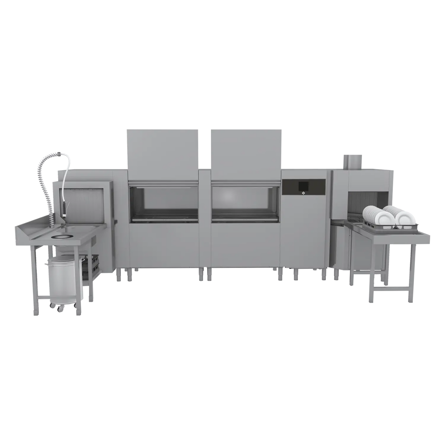 Rack conveyor dishwasher 300, cold water, right exit, corner pre-wash, corner dryer, heat recovery system | RM - XT 300 R P Z U Y