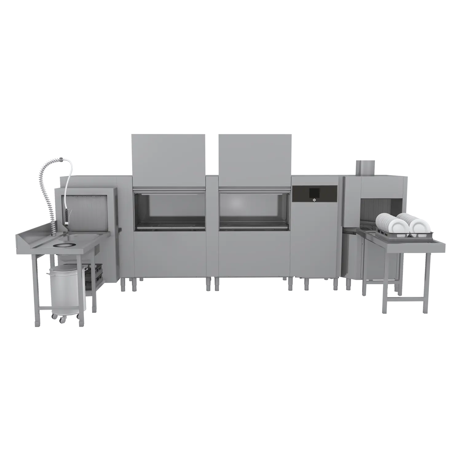 Rack conveyor dishwasher 300, cold water, right exit, corner pre-wash, corner dryer, heat recovery system | RM - XT 300 R P Z U Y