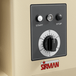 Sirman Hercules 50 spiral dough mixer, close-up of the start/stop controls and speed dial