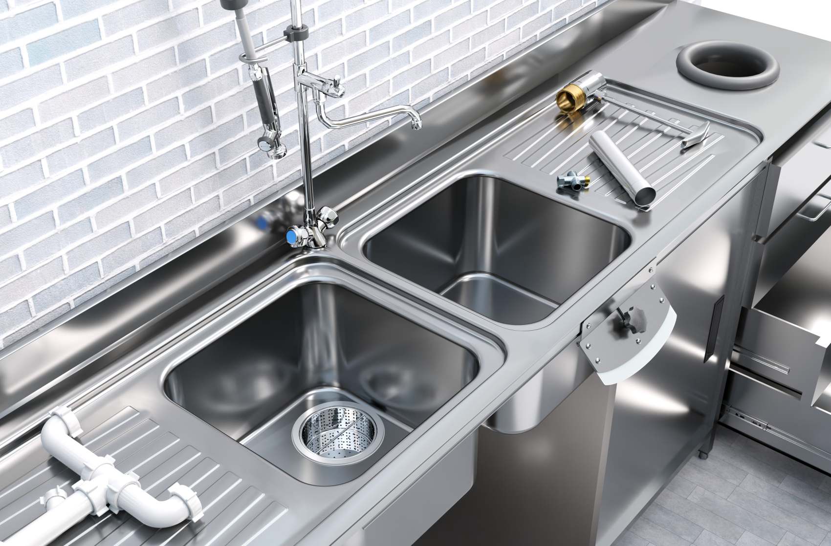 AIFO weld-in sink bowls in a stainless steel wash station
