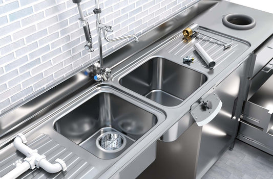 AIFO weld-in sink bowls in a stainless steel wash station