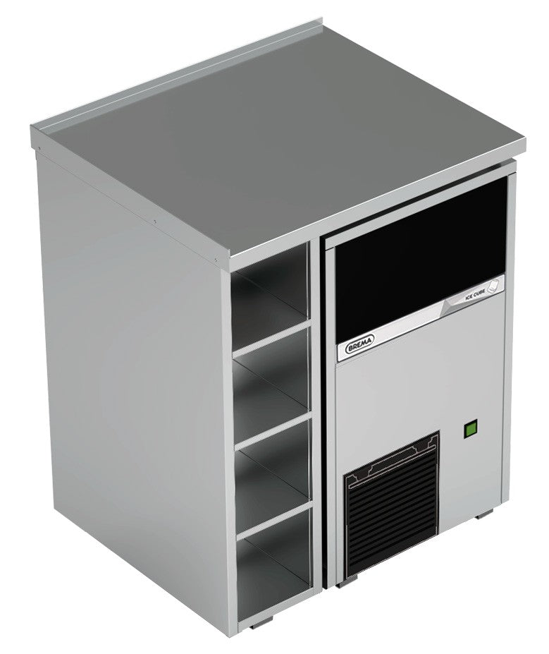 Vitrum bar ice machine module PL/IM.N-08 with open shelving, ice machine shown for illustration