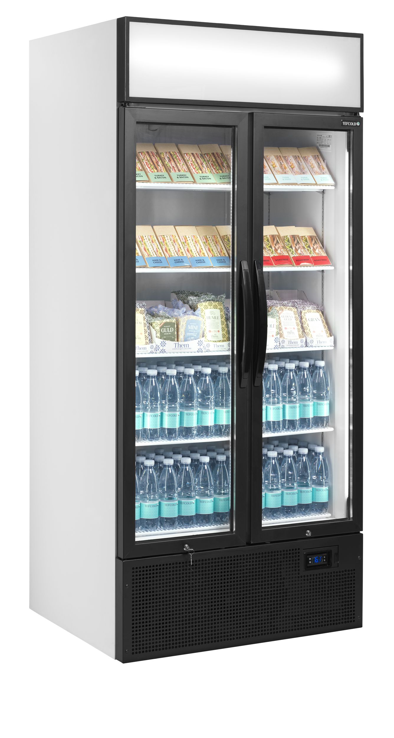 2-door display cooler with canopy, 535L, +2/+10°C