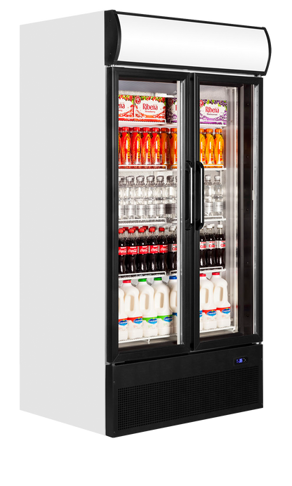 2-door display cooler with canopy, 524L, +2/+10°C
