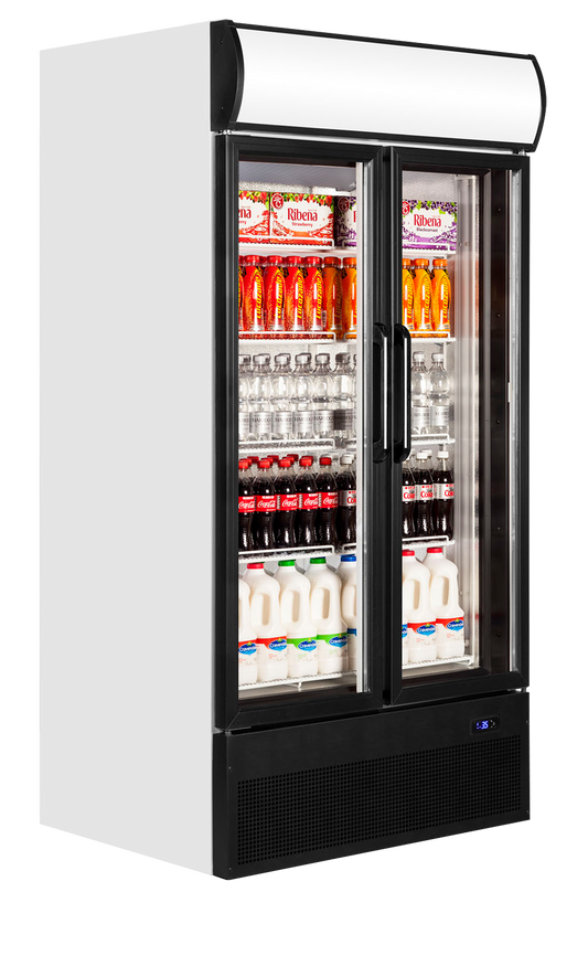 2-door display cooler with canopy, 524L, +2/+10°C