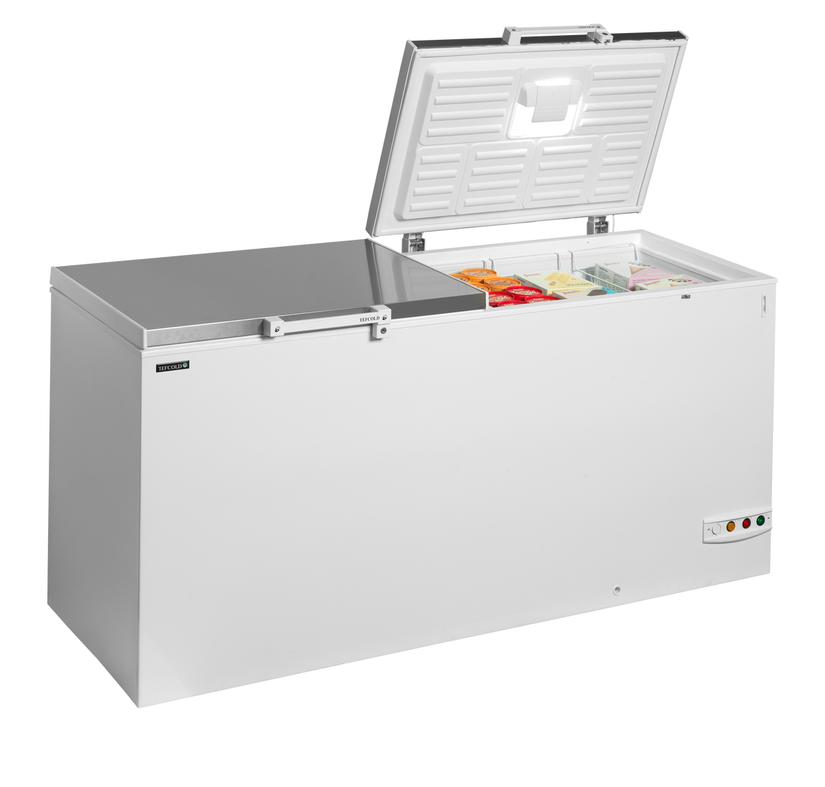 Tefcold Chest Freezer FR606S SL, Two-Piece Stainless Steel Lid, 524 L, image 2 of 4