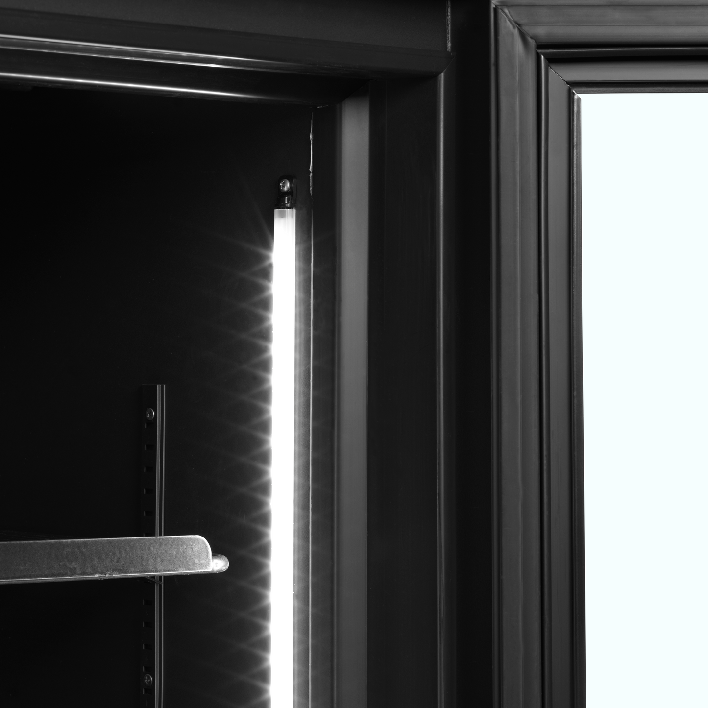 Black 2-door display cooler with canopy, 524L, +2/+10°C