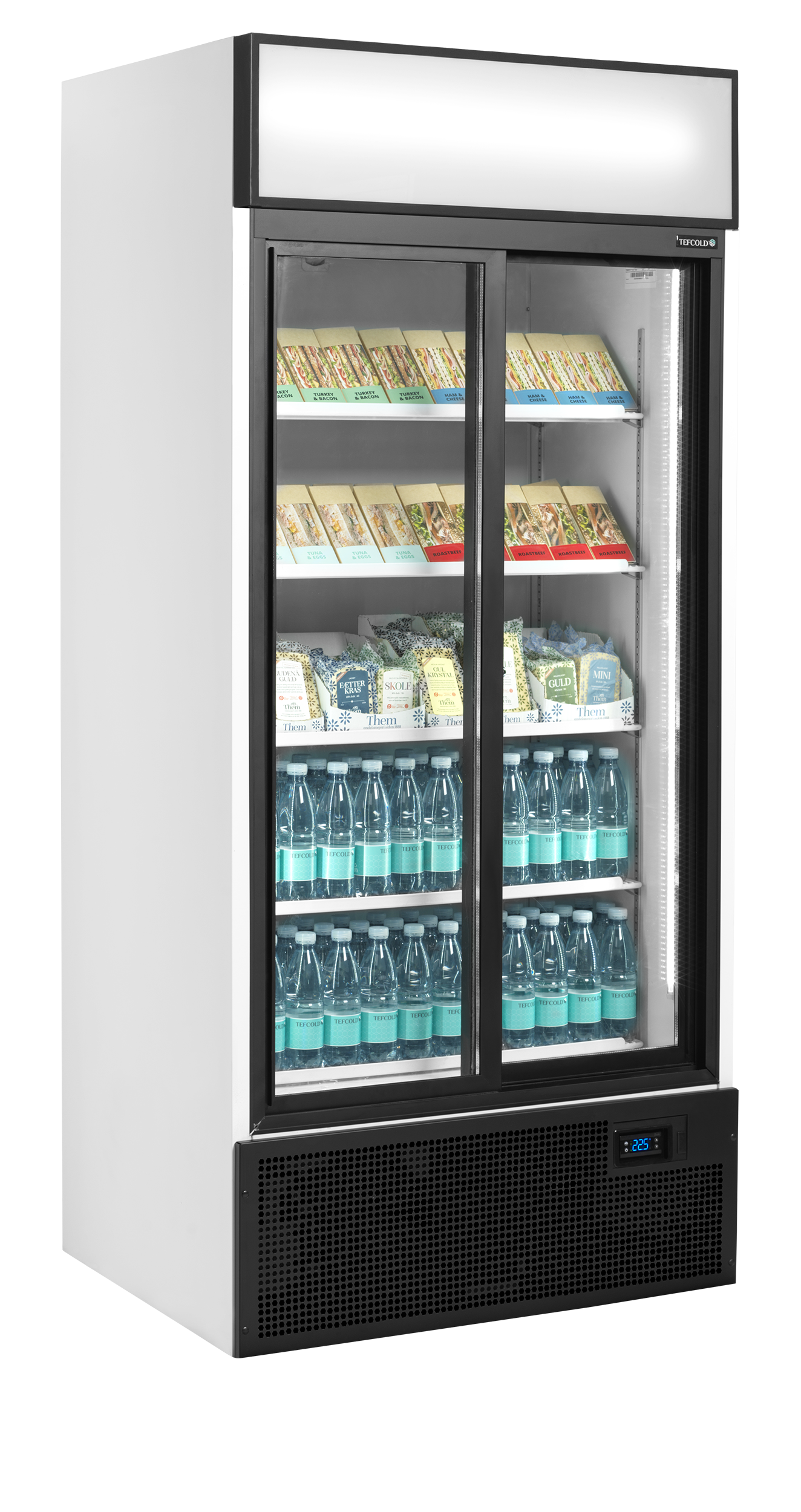 2-door display cooler with canopy, 462L, +2/+10°C
