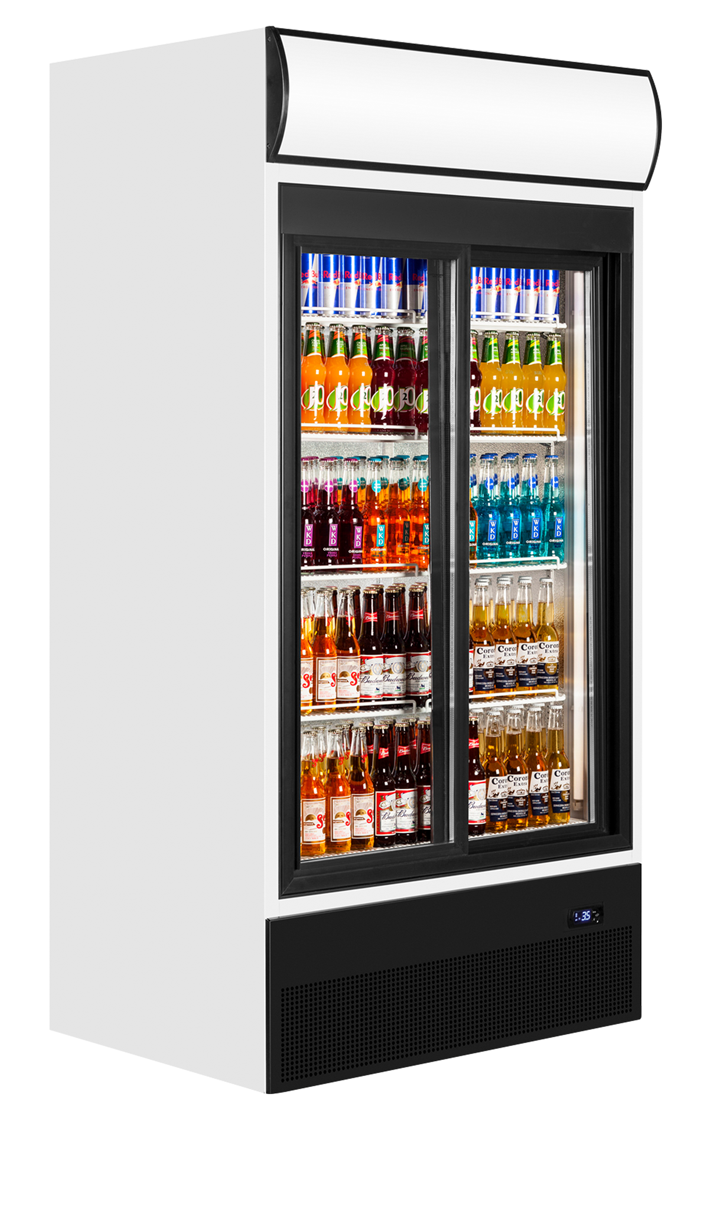 2-door display cooler with canopy, 524L, +2/+10°C