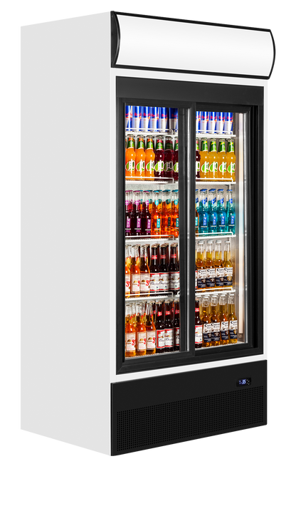2-door display cooler with canopy, 524L, +2/+10°C