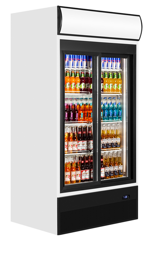 2-door display cooler with canopy, 524L, +2/+10°C