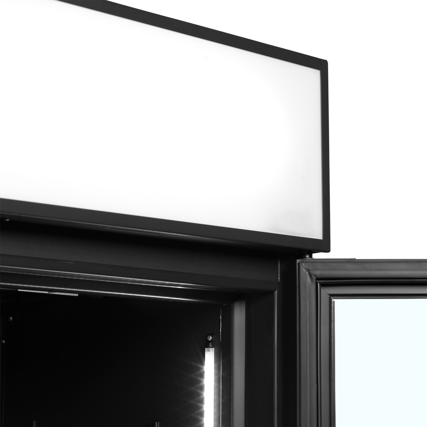 Black 2-door display cooler with canopy, 645L, +2/+10°C