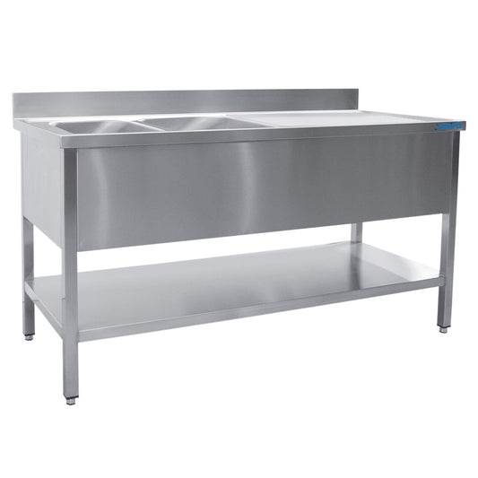 Saro Sink with two basins, left - 600 mm depth, 1600mm