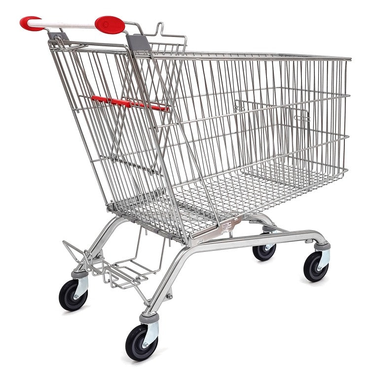 Damix Shopping Trolley Avant 240P with Multi-Pack Shelf, 240 L — side view with multi-pack shelf
