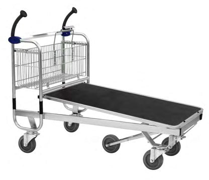 Damix Transport Trolley Carry 120M, Full Platform, 500 kg — three-quarter view with the plywood platform