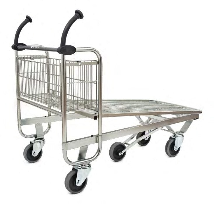 Damix Transport Trolley Carry 120M, Wire Platform, 500 kg — three-quarter view with the wire platform