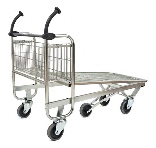 Damix Transport Trolley Carry 120M, Wire Platform, 500 kg — three-quarter view with the wire platform