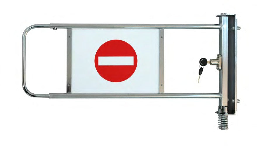 Damix Checkout Barrier with Lock, Counter Mounted, Chrome — barrier with lock, front view