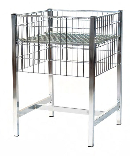 Damix Display Table 600x600, 100 kg — three-quarter view