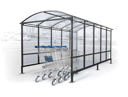 Damix Trolley Parking Shelter EURO-T L-7000 — long shelter with trolleys