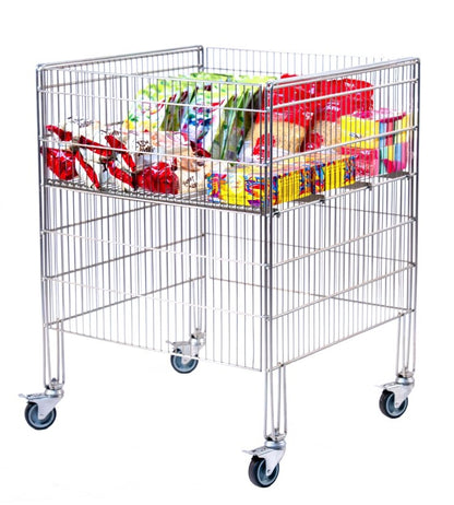 Damix Folding Display Basket IN-OUT, 615x650x860 mm — basket in use with goods