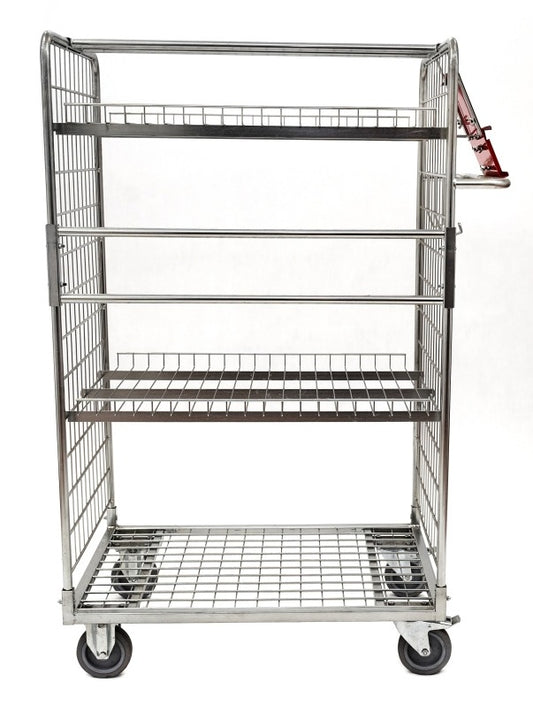 Damix Order Picking Trolley 855x655 H1400 mm, 300 kg — shelf and hook detail