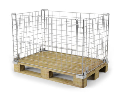 Damix Folding Pallet Box 1200x800 Light II, 900 kg — pallet box mounted on a euro pallet